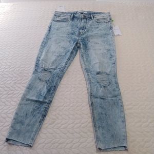 Sam Edelman Womens Jeans Size 12/31 Stiletto High Rise Skinny Crop Raw Hem Acid